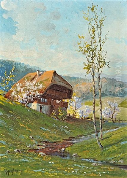 Fruhling Im Schwarzwald Oil Painting by Karl Hauptmann