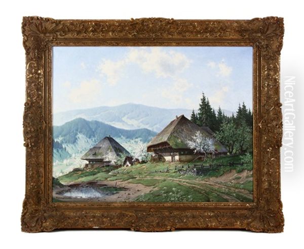 Schwarzwaldhof Im Fruhling Oil Painting by Karl Hauptmann