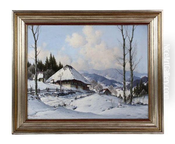 Wintertag In Ellersbach Oil Painting by Karl Hauptmann