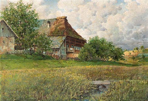 Schwarzwaldhof Oil Painting by Karl Hauptmann