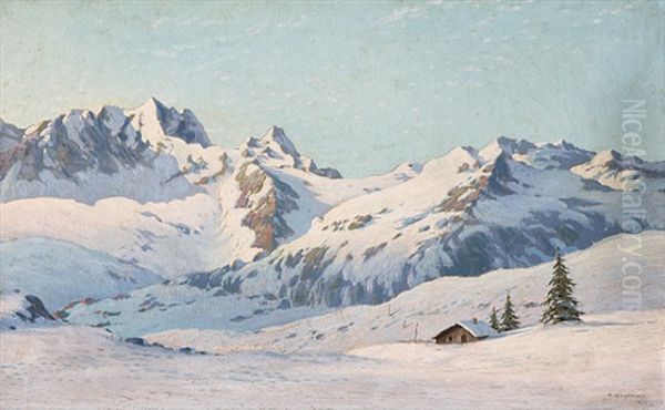 Hochalpental Oil Painting by Karl Hauptmann