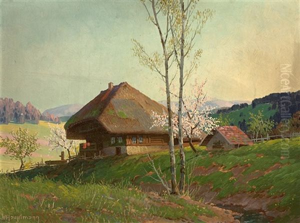 Spring In The Black Forest Oil Painting by Karl Hauptmann