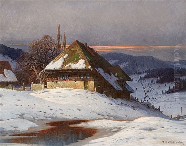 Thaw In The Black Forest Oil Painting by Karl Hauptmann