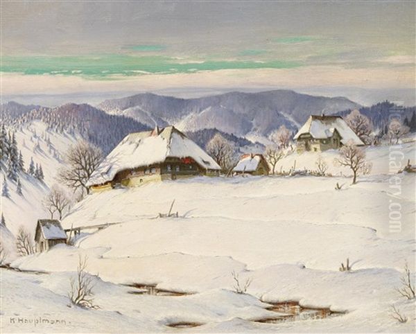 Wintertag Im Schwarzwald Oil Painting by Karl Hauptmann