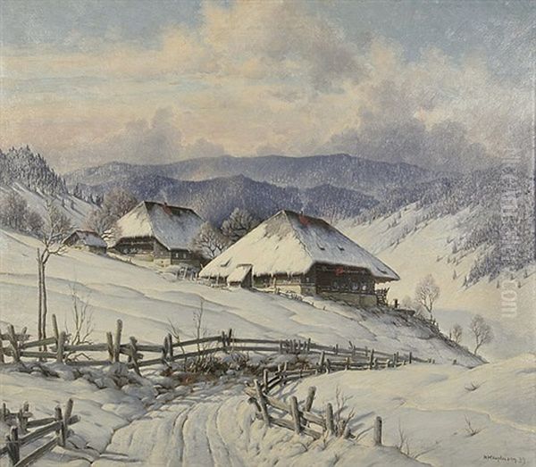 Sonniger Wintertag B. Schonau Oil Painting by Karl Hauptmann