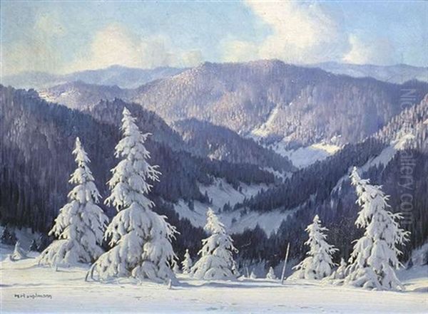 Weiter Blick Von Einer Anhohe Auf Eine Winterlandschaft Oil Painting by Karl Hauptmann