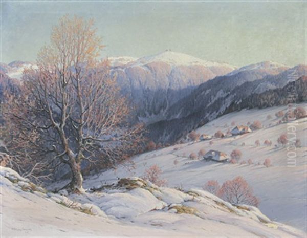 Winterlandschaft Mit Blick Auf Den Feldberg Im Schwarzwald Oil Painting by Karl Hauptmann