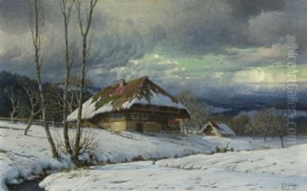 Scharzwaldhaus Im Spatwinter Oil Painting by Karl Hauptmann