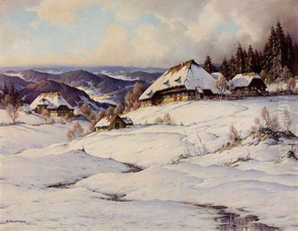 Sonniger Wintertag Im Elstal Oil Painting by Karl Hauptmann