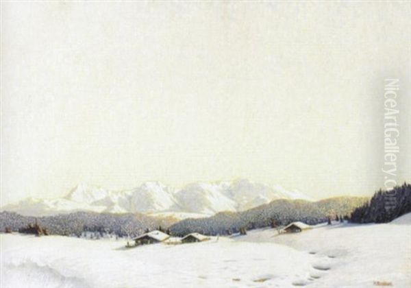 Winterliche Gebirgslandschaft Oil Painting by Karl Hauptmann