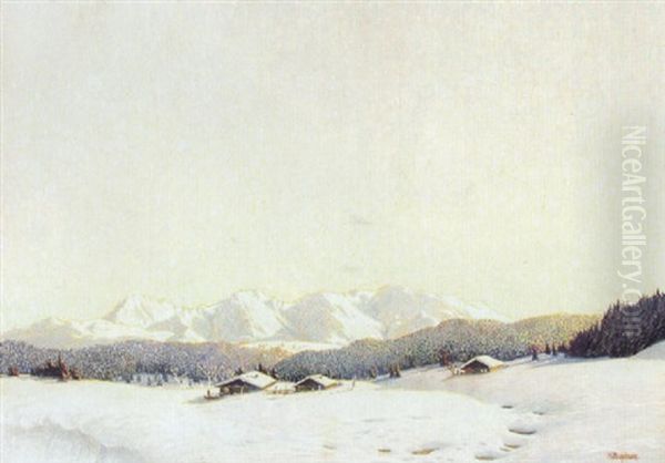 Winterliche Gebirgslandschaft Oil Painting by Karl Hauptmann