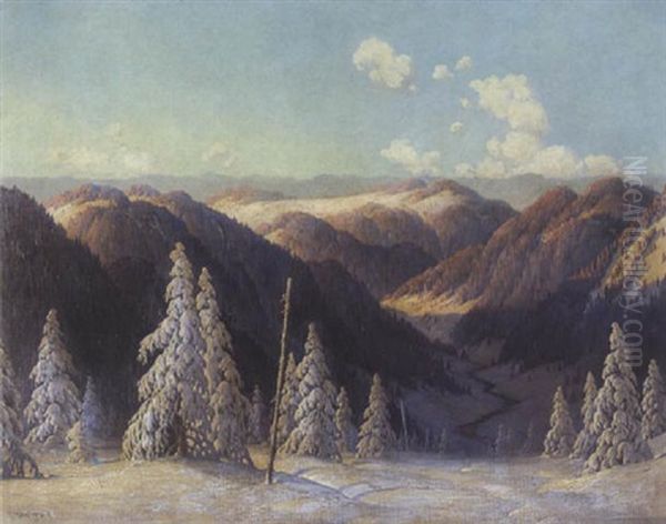 Verschneite Schwarzwald-landschaft Oil Painting by Karl Hauptmann