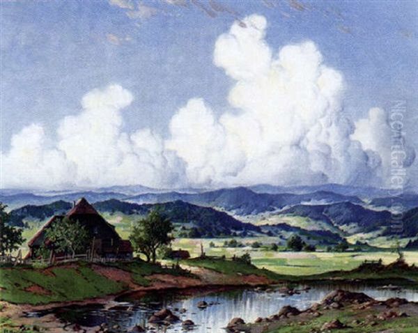 Sommertag Im Dreisamtal Oil Painting by Karl Hauptmann