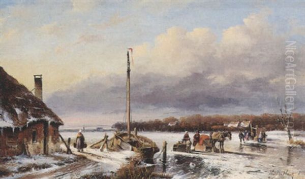 Eisvergnugen Oil Painting by Hendrik Manfried Haus