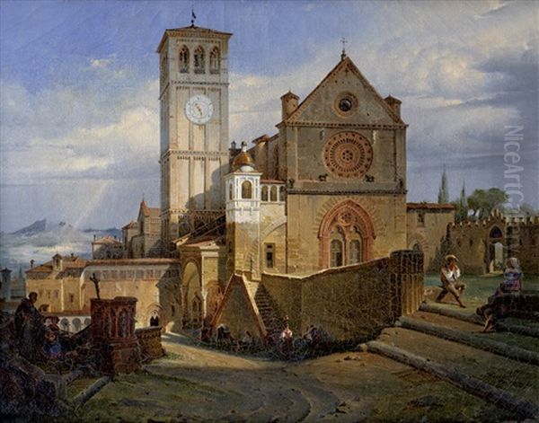 Blick Auf San Francesco In Assisi Oil Painting by Maximilian Albert Hauschild