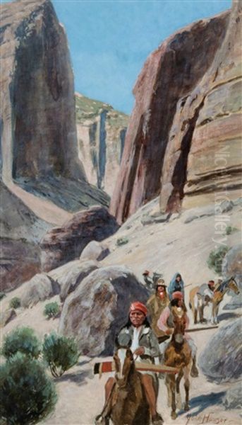 Geronimo And His Gang Oil Painting by John Hauser