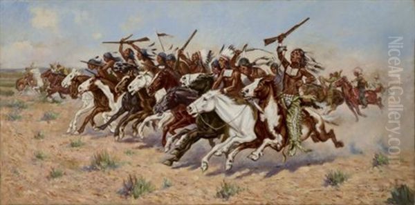 Rush To The Omaha Dance Oil Painting by John Hauser