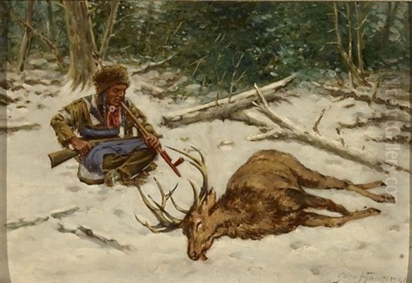 Indian Hunter Oil Painting by John Hauser