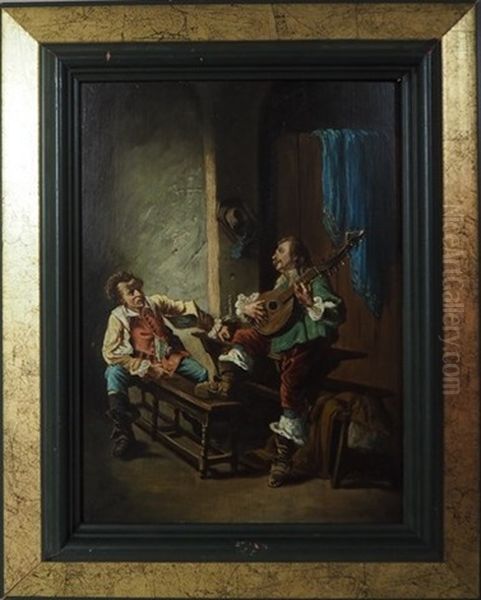 Le Joueur De Luth Oil Painting by Rudolf Eduard Hauser