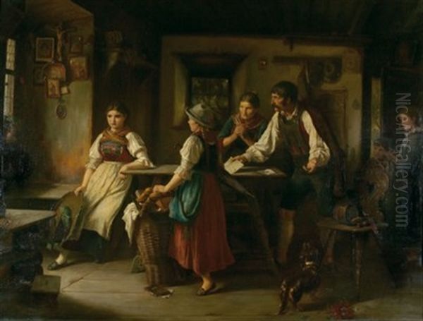 Der Brief Oil Painting by Rudolf Eduard Hauser