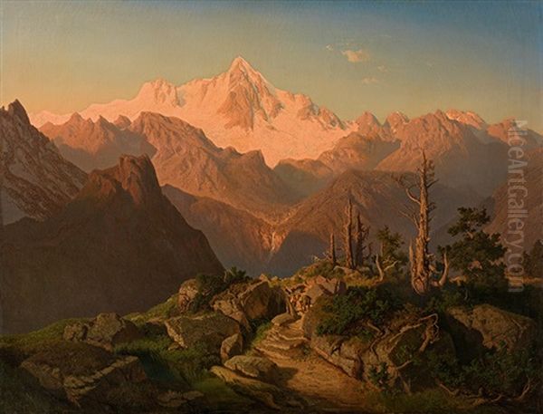 Evening Atmosphere In The Mountains Oil Painting by Maximilian Haushofer