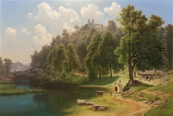 U Klastera Baumburg Oil Painting by Maximilian Haushofer