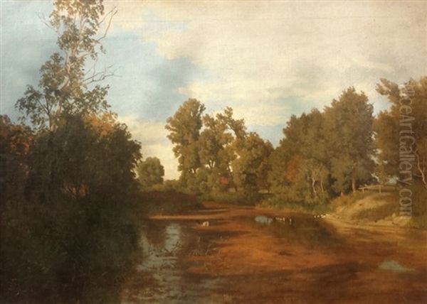 Cesta Podel Reky Oil Painting by Maximilian Haushofer