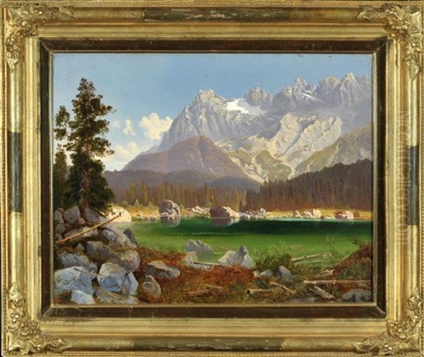 Gebirgssee Oil Painting by Maximilian Haushofer