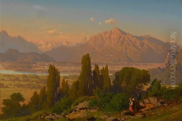 Blick Auf Das Inntal Bei Kufstein Oil Painting by Maximilian Haushofer