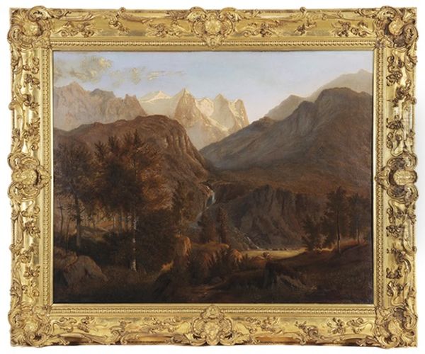 Landschaft Mit Figuraler Staffage-berner Oberland? Oil Painting by Maximilian Haushofer