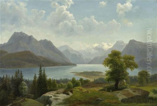 Vierwaldstattersee Oil Painting by Maximilian Haushofer