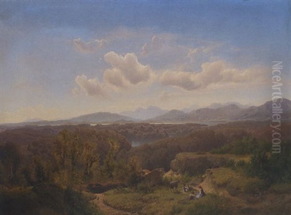 Blick Auf Den Chiemsee Oil Painting by Maximilian Haushofer