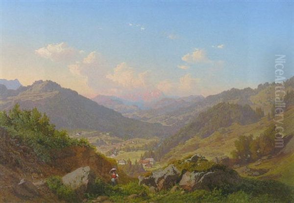 Weites Gebirgstal Oil Painting by Maximilian Haushofer