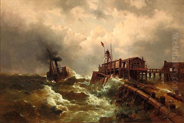 Tormenta En El Mar Oil Painting by Enrico Baltazzi