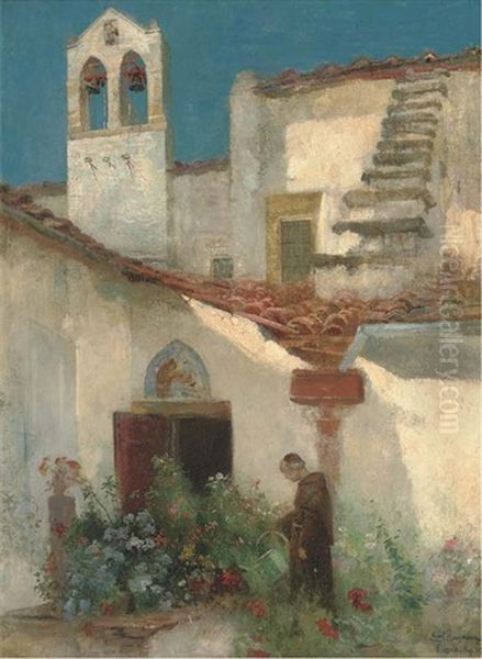 In The Monastery Garden, Fiesole Oil Painting by Ernst Friedrich Hausmann