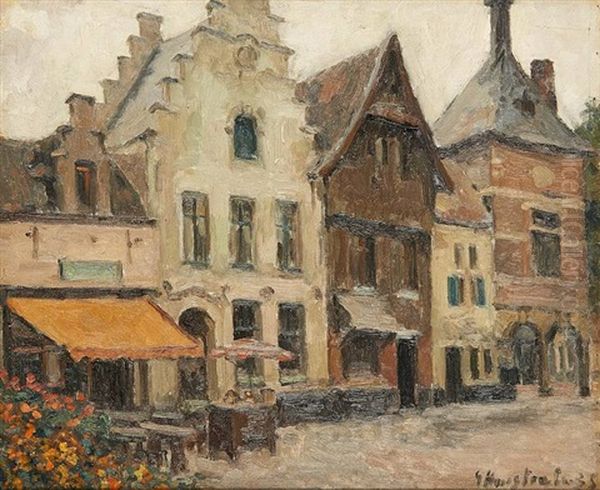 Ruelle A L'estaminet Oil Painting by Gaston Haustrate