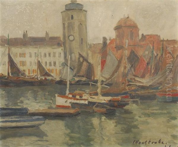 Le Port De Dunkerque Oil Painting by Gaston Haustrate