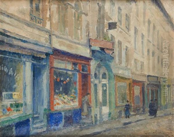 Ruelle Bruxelloise Animee Oil Painting by Gaston Haustrate