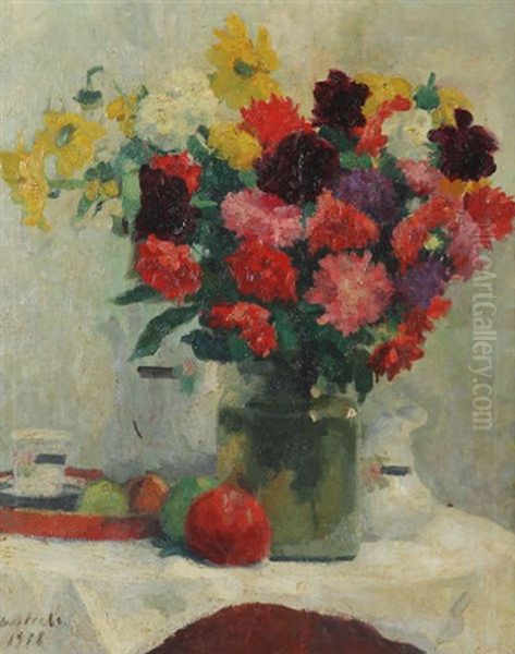 Nature Morte Aux Fleurs Oil Painting by Gaston Haustrate