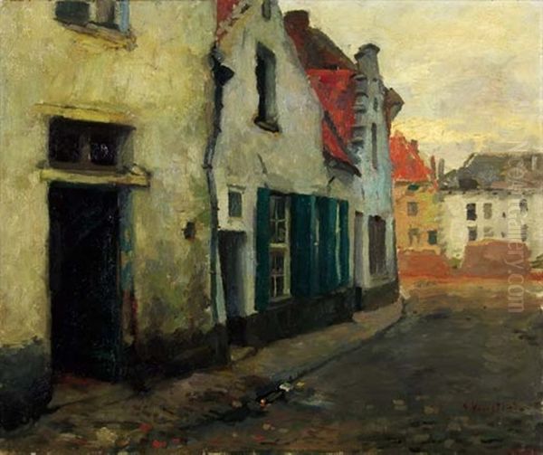 Vieilles Maisons A Malines Oil Painting by Gaston Haustrate