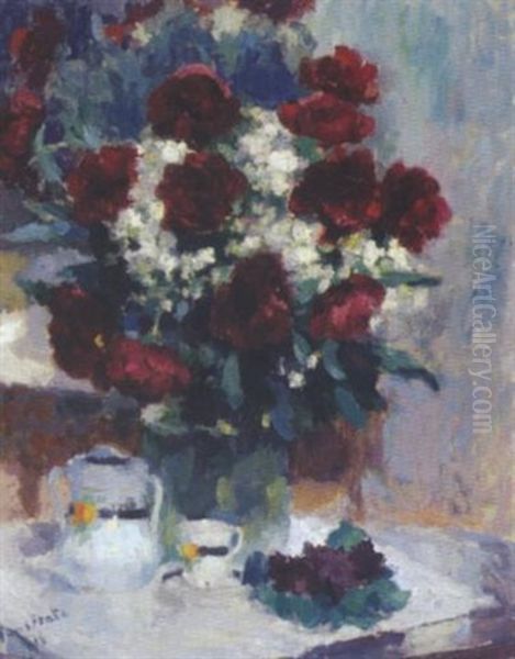 Blumenstilleben Oil Painting by Gaston Haustrate