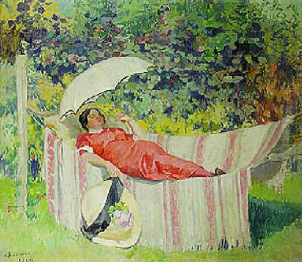 A Lazy Summer Afternoon Oil Painting by Gaston Haustrate