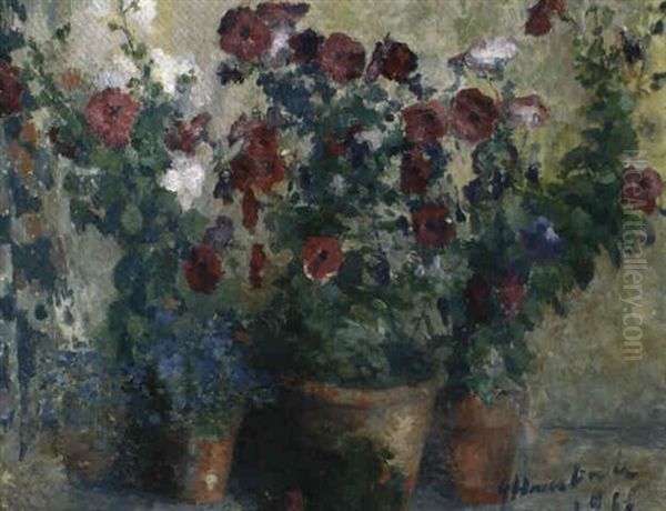 Nature Morte Aux Fleurs Oil Painting by Gaston Haustrate