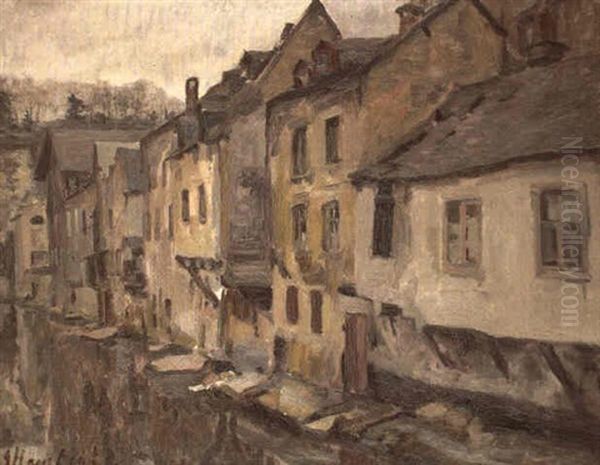 Lavandieres Sur L'alzette Oil Painting by Gaston Haustrate