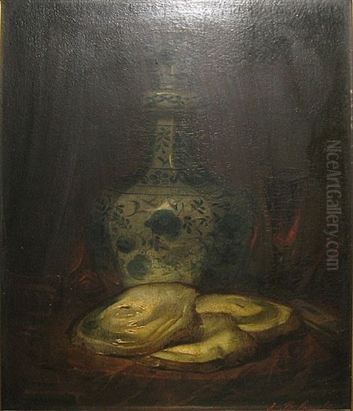 Stilleven Met Oesters En Fles Oil Painting by Jean-Baptiste Haute