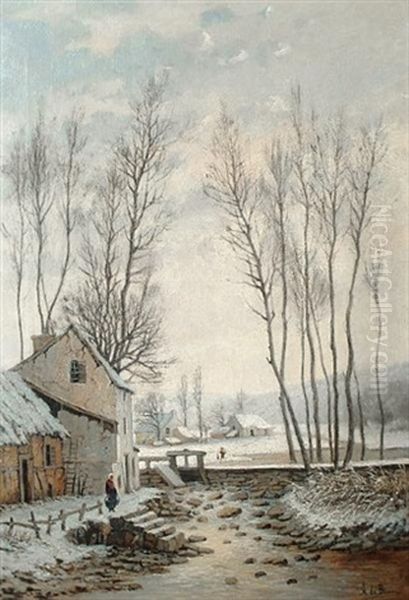 A Winter's Morning Oil Painting by Aristide De Biseau De Hauteville