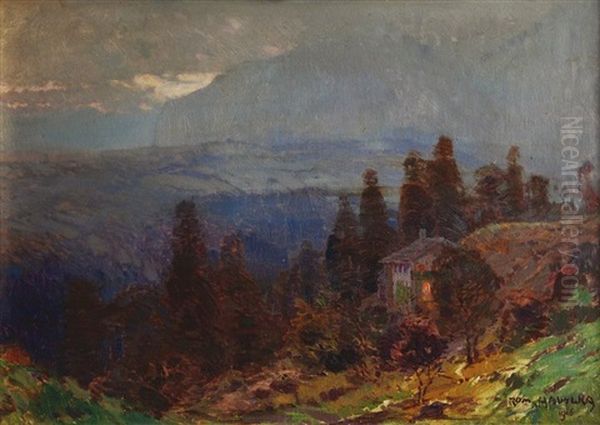 Romanticka Krajina Oil Painting by Roman Havelka