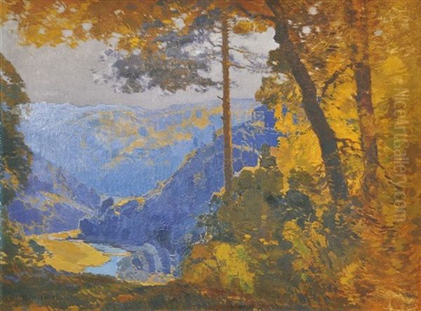 Hillsides Above The River Oil Painting by Roman Havelka