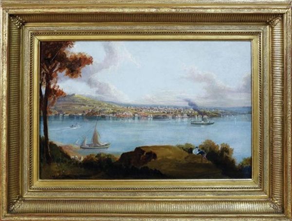 A View Of Poughkeepsie Oil Painting by Robert Havell Jr.