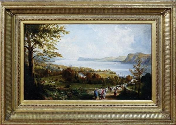 View Of The Hudson River Valley Oil Painting by Robert Havell Jr.